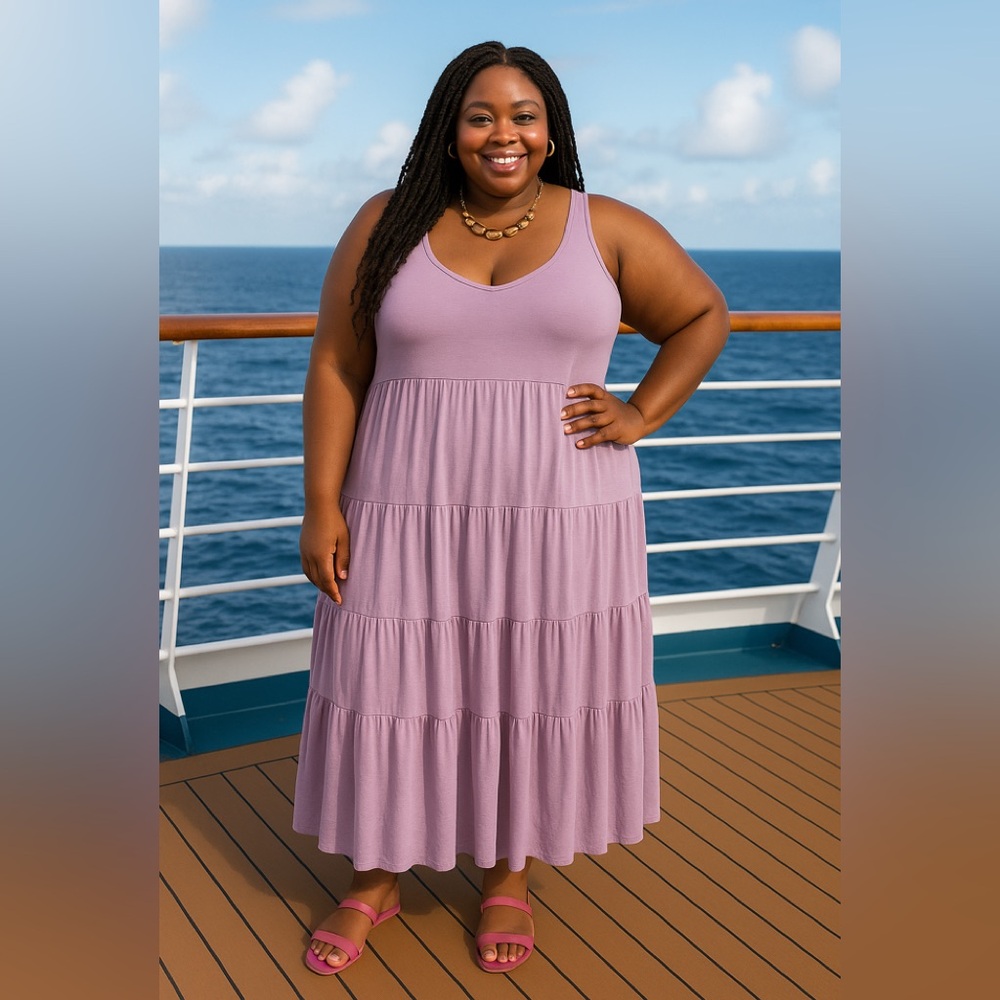 Brand New Plus Size Lavender Maxi Dress With Pockets Dress  Various 1X,2X 3X